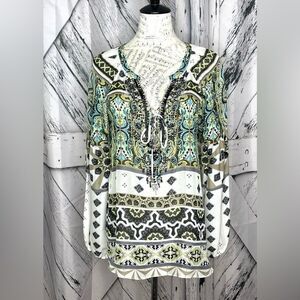 Hale Bob 100% Silk Beaded Tunic M